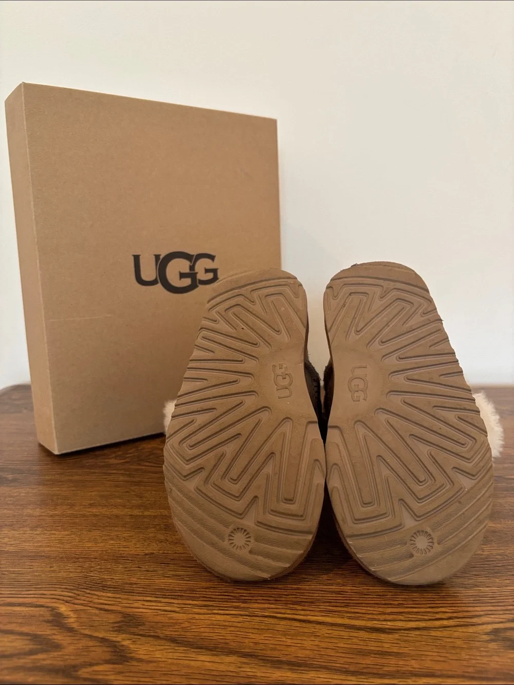 UGG Chestnut Suede Button Short Boots with Shearling